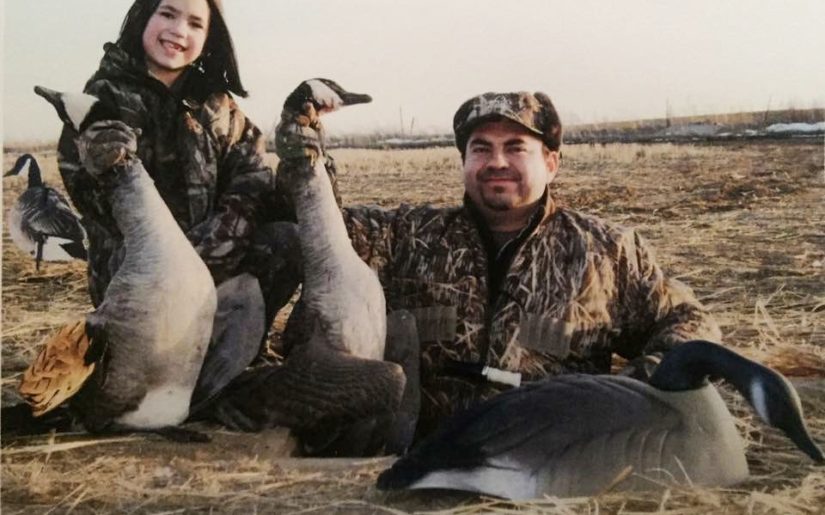 Family hunting geese